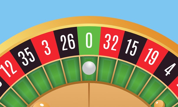 online roulette Roulette-Kessel mit Kugel auf grüner Null liegend